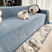 Sofa Throw – Plain Stretch – Stormy Blue