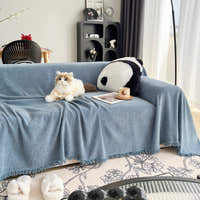 Sofa Throw – Plain Stretch – Stormy Blue