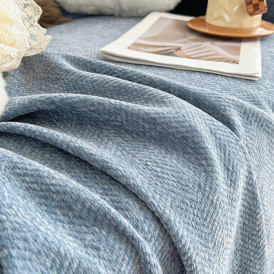 Sofa Throw – Plain Stretch – Stormy Blue