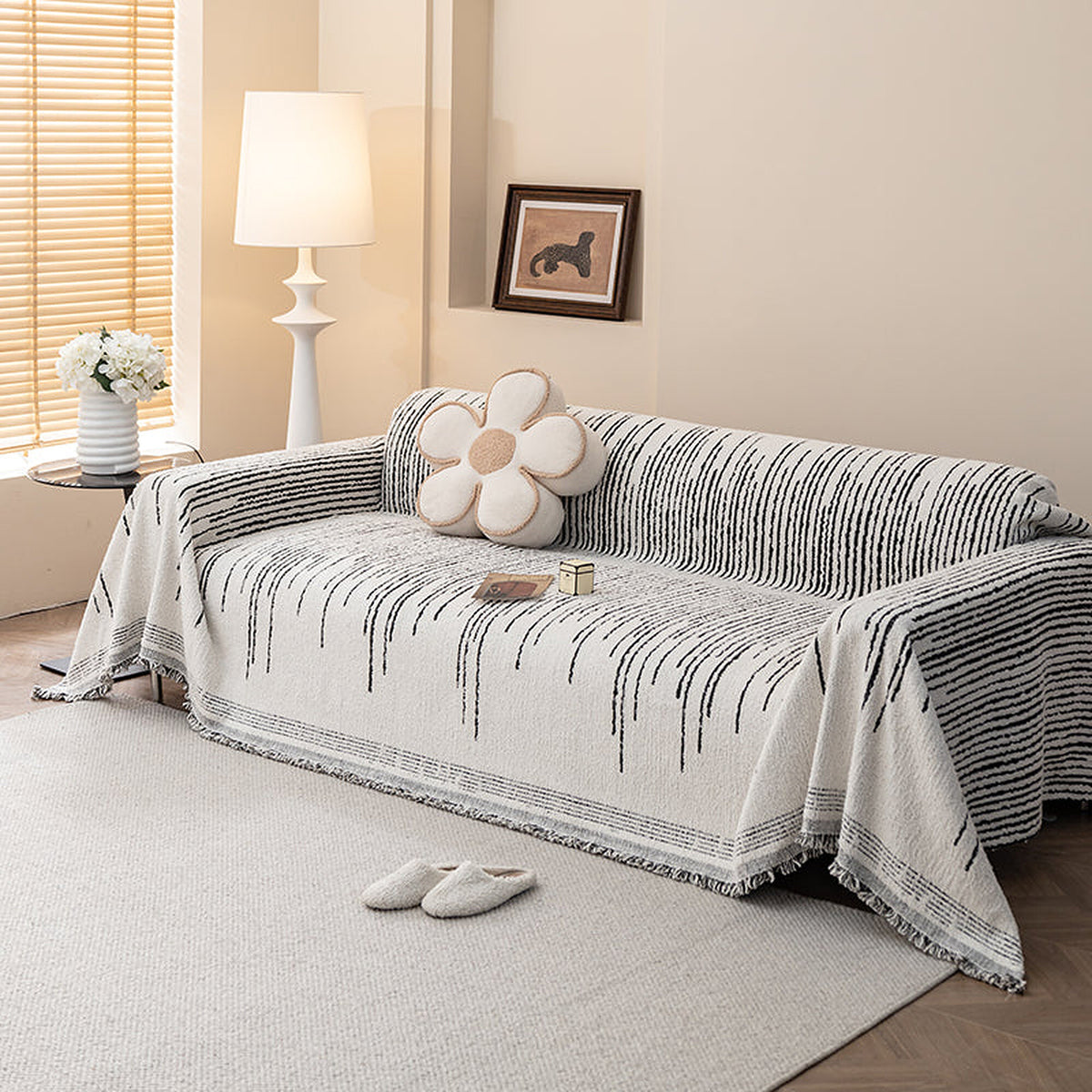 Sofa Throw – Sequin Knit – Pearl Grey