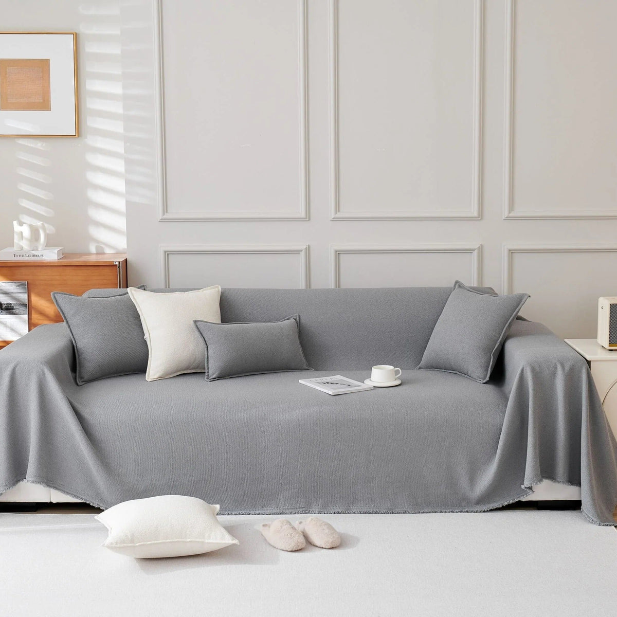 Sofa Throw – Smooth – Pearl Grey