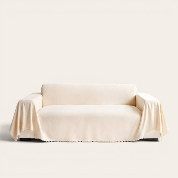 Sofa Throw – Soft Knit – Bouclé Sand