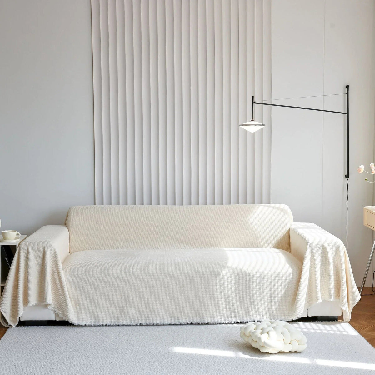 Sofa Throw – Soft Knit – Bouclé Sand