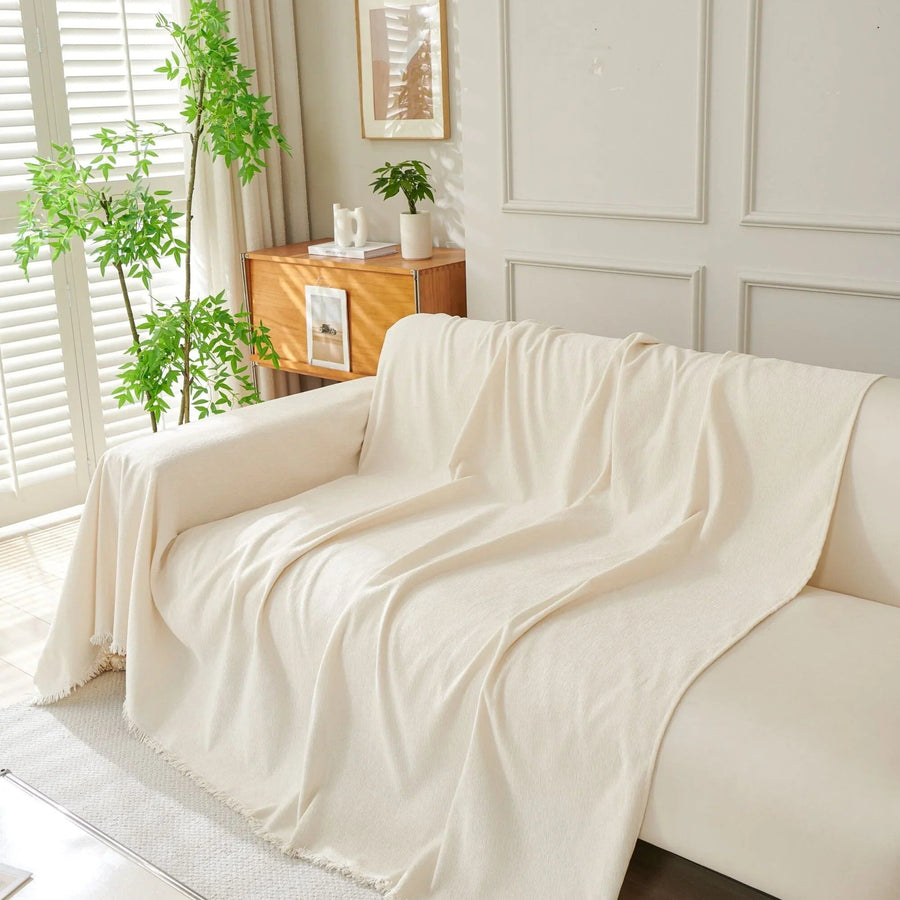 Sofa Throw – Soft Knit – Ivory Cream