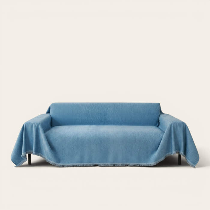 Sofa Throw – Soft Knit – Stormy Blue