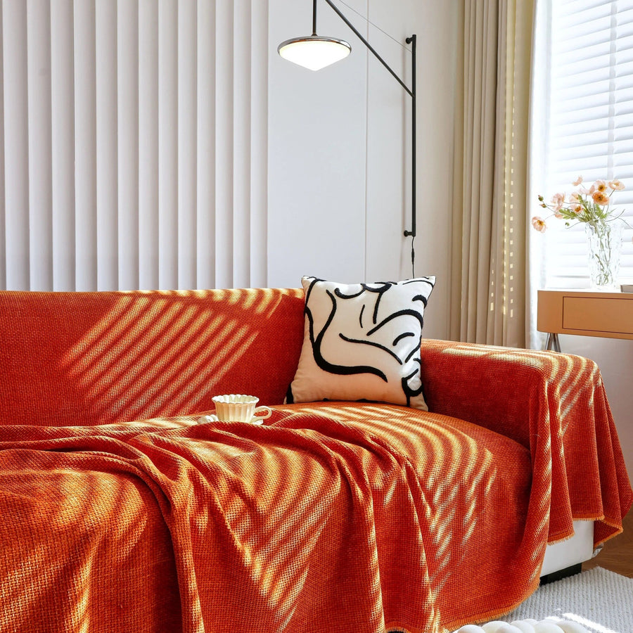 Sofa Throw – Soft Knit – Terracotta
