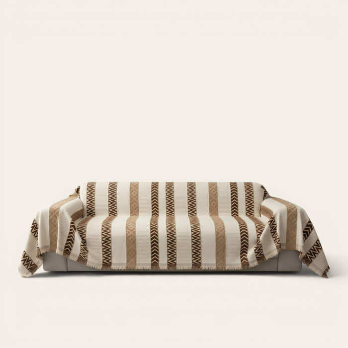 Sofa Throw – Striped – Caramel