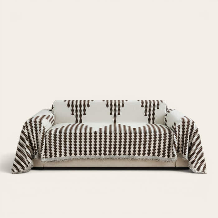 Sofa Throw – Striped Knit – Espresso