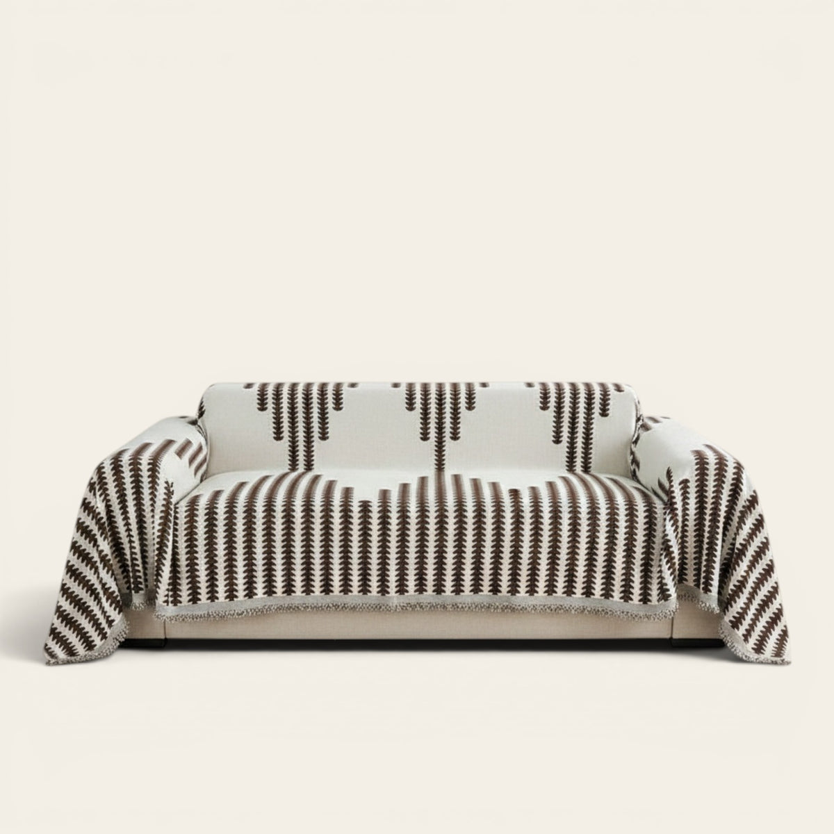 Sofa Throw – Striped Knit – Espresso