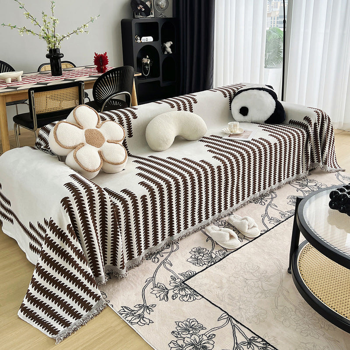 Sofa Throw – Striped Knit – Espresso