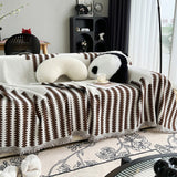 Sofa Throw – Striped Knit – Espresso