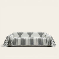 Sofa Throw – Striped Knit – Pearl Grey
