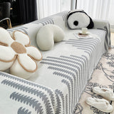Sofa Throw – Striped Knit – Pearl Grey