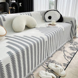 Sofa Throw – Striped Knit – Pearl Grey