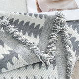 Sofa Throw – Striped Knit – Pearl Grey