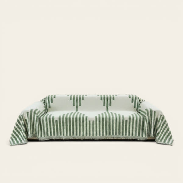 Sofa Throw – Striped Knit – Sage Mist
