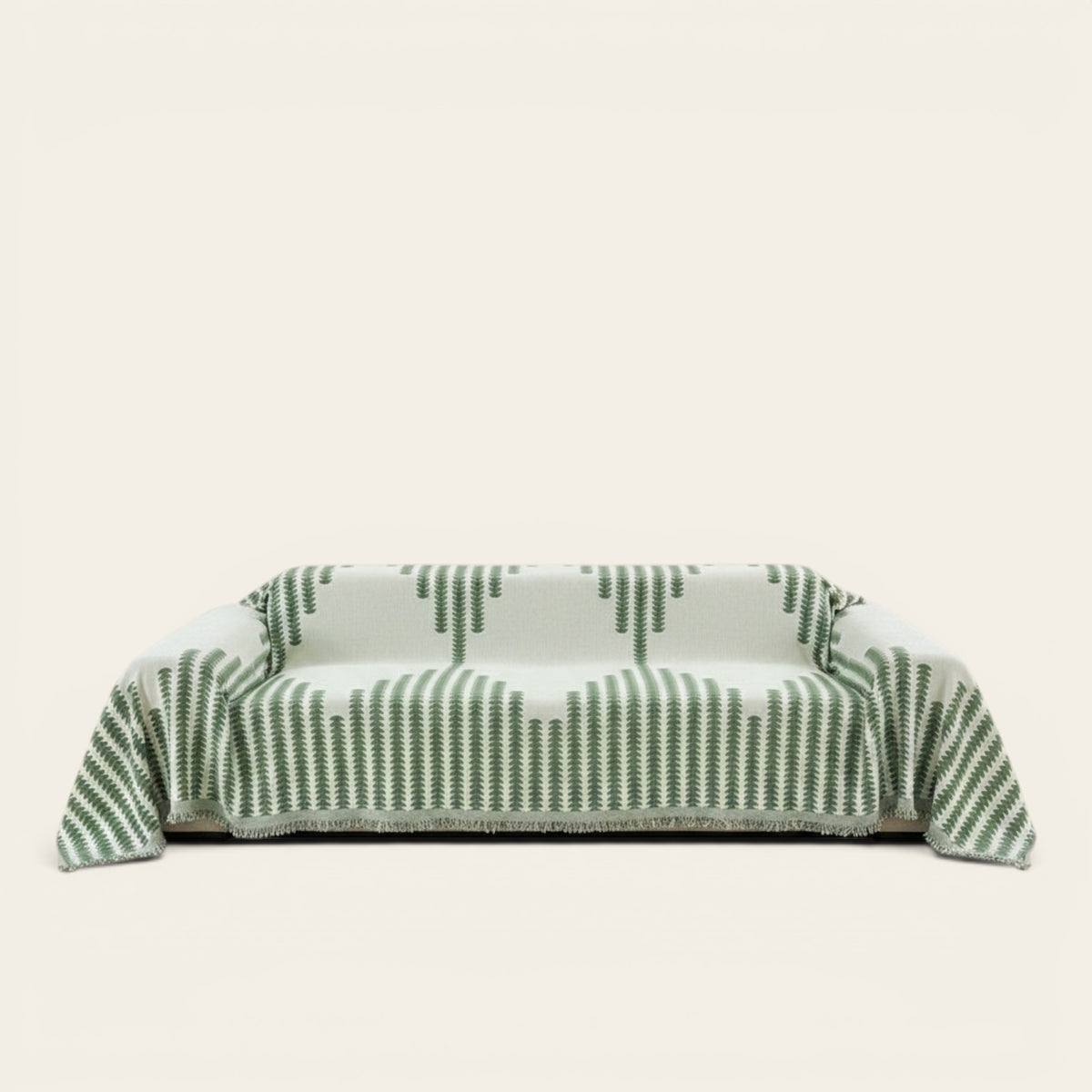 Sofa Throw – Striped Knit – Sage Mist