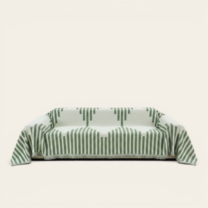 Sofa Throw – Striped Knit – Sage Mist