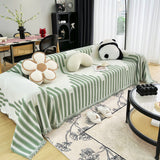 Sofa Throw – Striped Knit – Sage Mist
