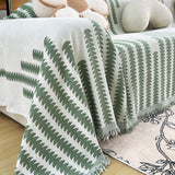 Sofa Throw – Striped Knit – Sage Mist