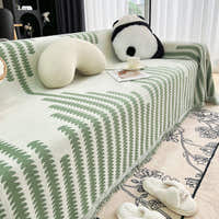 Sofa Throw – Striped Knit – Sage Mist