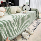 Sofa Throw – Striped Knit – Sage Mist