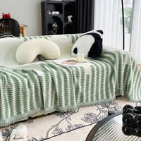 Sofa Throw – Striped Knit – Sage Mist