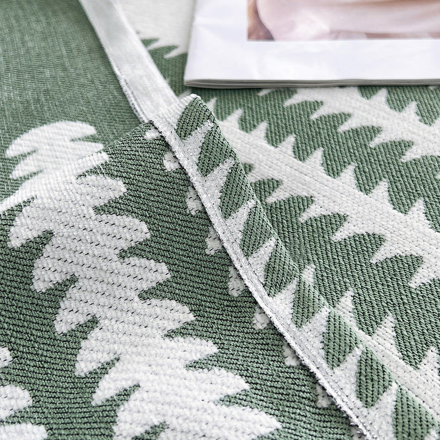 Sofa Throw – Striped Knit – Sage Mist