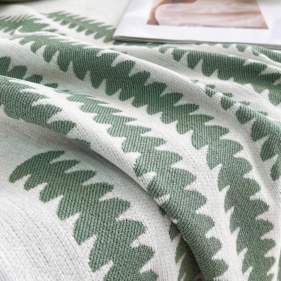Sofa Throw – Striped Knit – Sage Mist