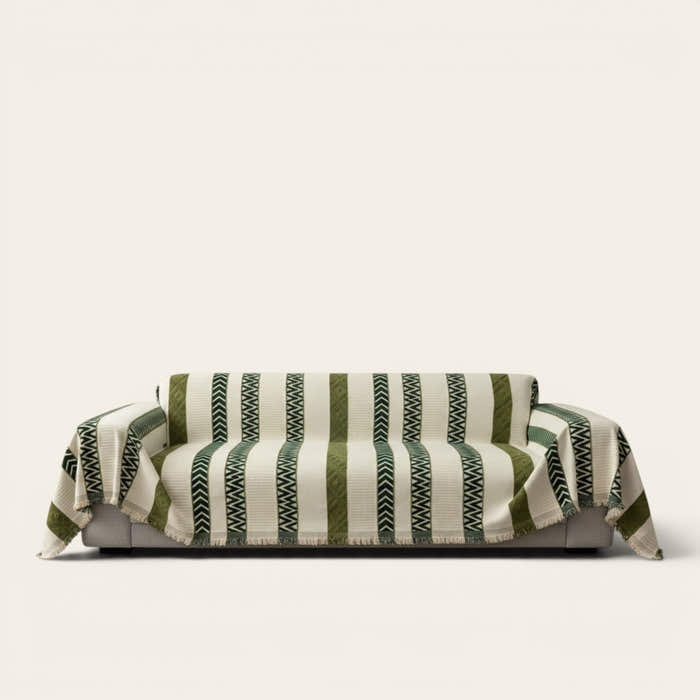Sofa Throw – Striped – Moss