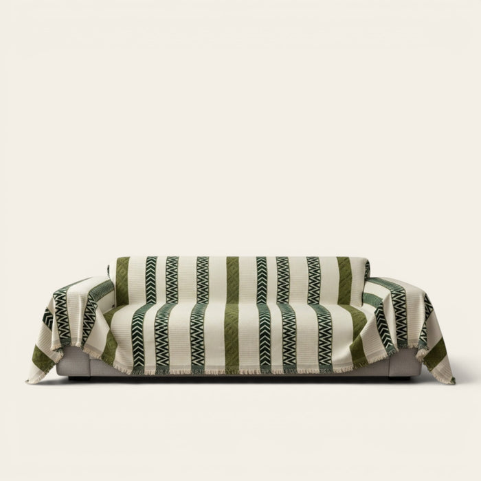 Sofa Throw – Striped – Moss