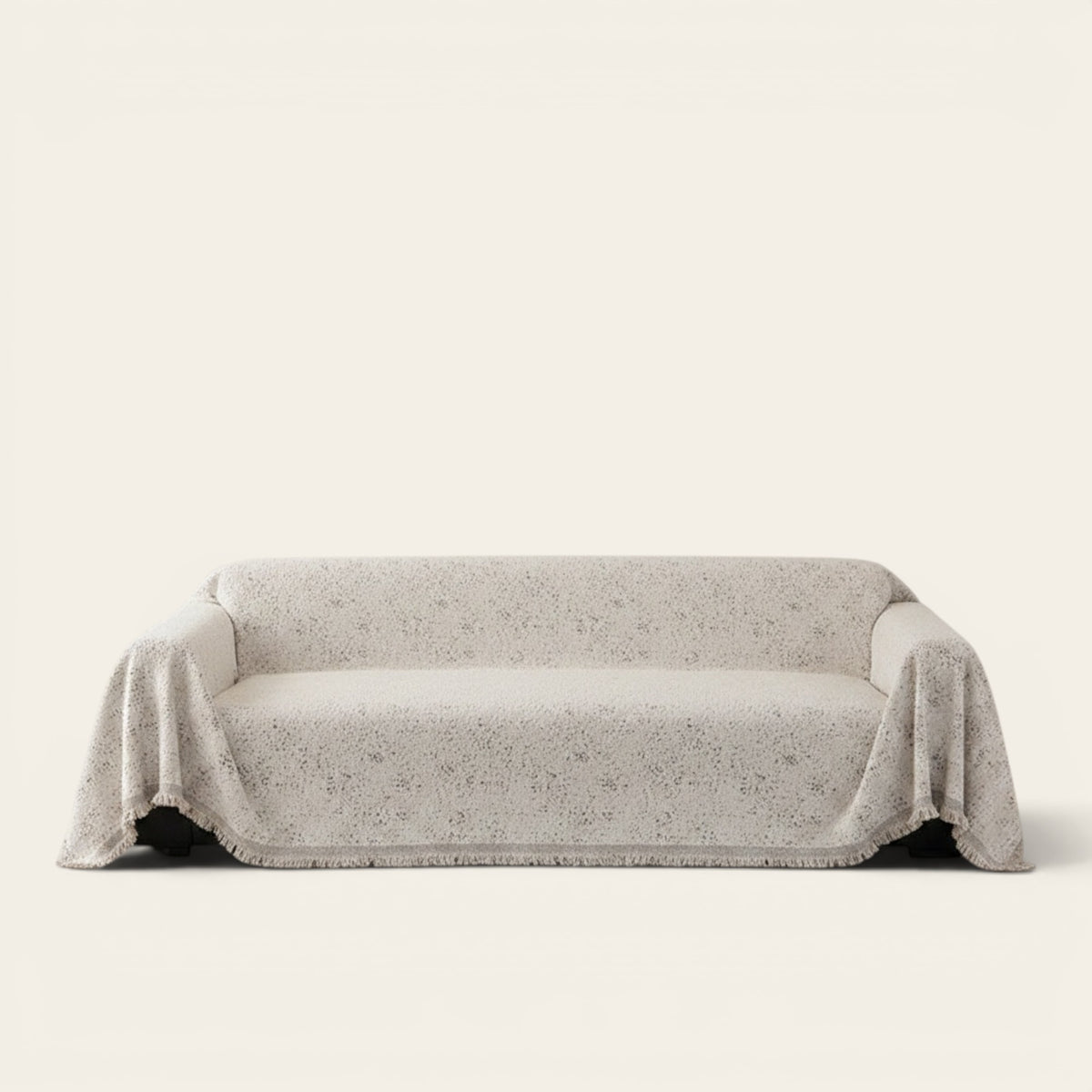 Sofa Throw – Subtle Leaf Print – Ivory Cream