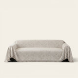 Sofa Throw – Subtle Leaf Print – Ivory Cream