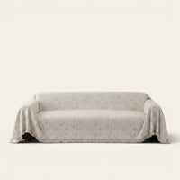 Sofa Throw – Subtle Leaf Print – Ivory Cream