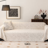 Sofa Throw – Subtle Leaf Print – Ivory Cream