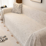Sofa Throw – Subtle Leaf Print – Ivory Cream