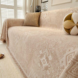 Sofa Throw – Tile Jacquard – Bouclé Sand