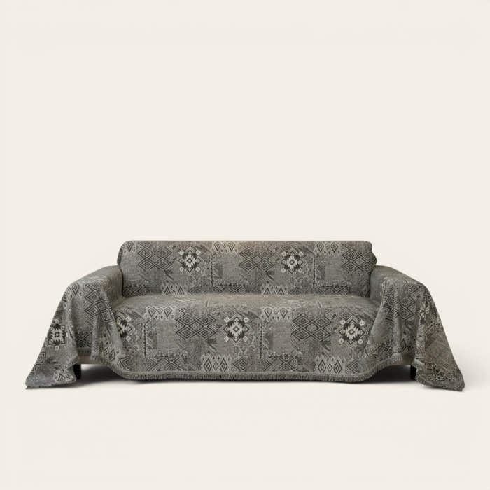 Sofa Throw – Tile Jacquard – Charcoal
