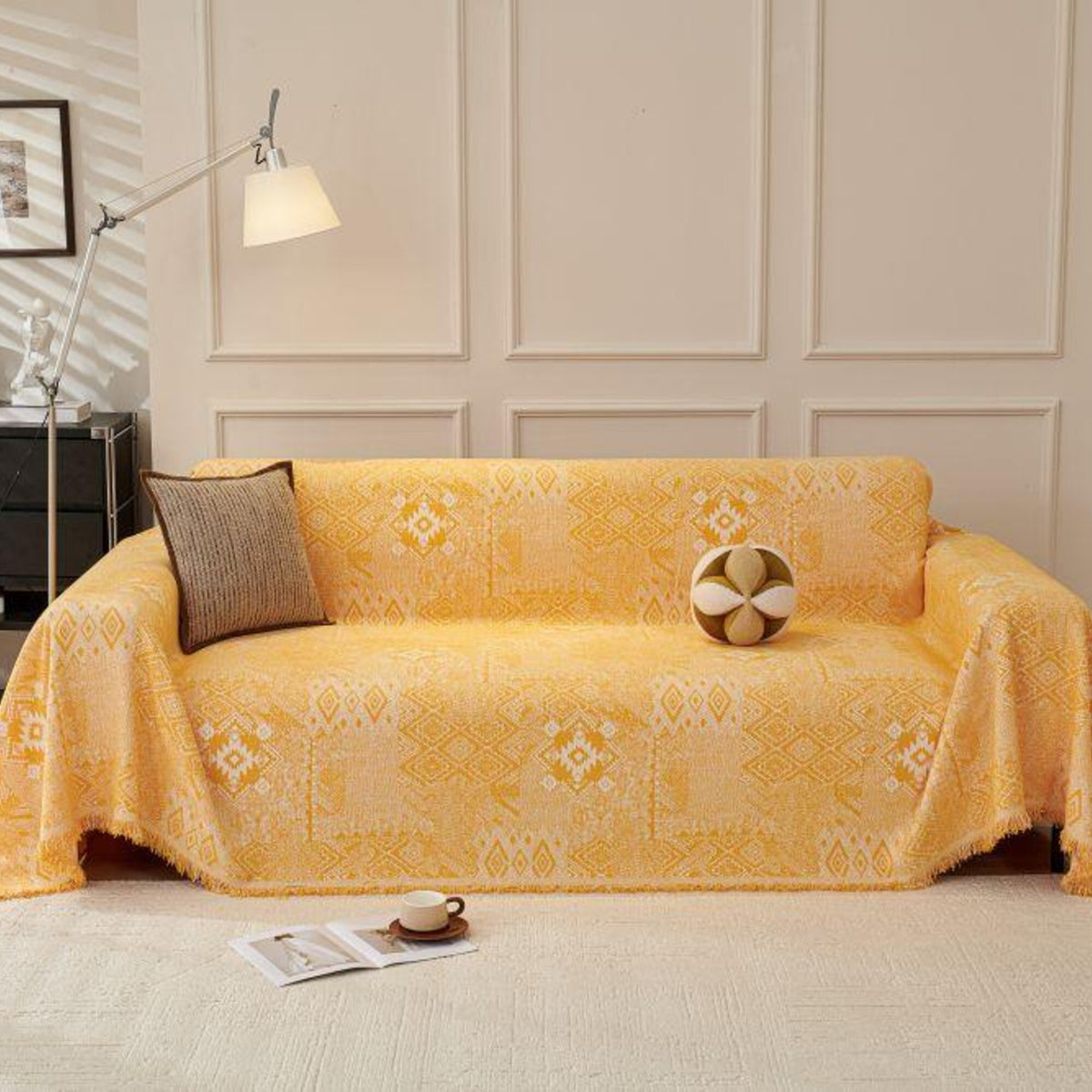 Sofa Throw – Tile Jacquard – Honey