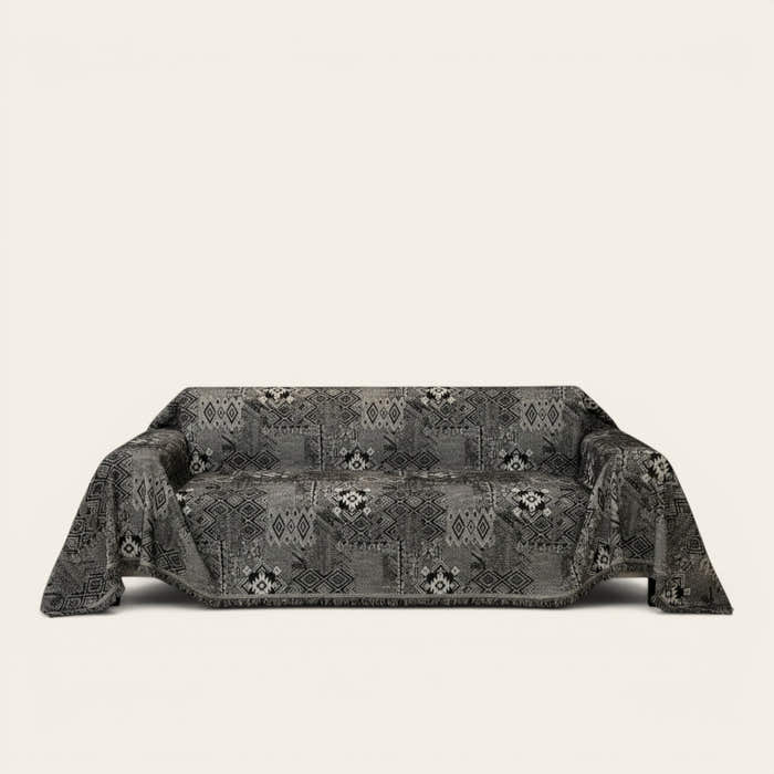 Sofa Throw – Tile Jacquard – Ink Black