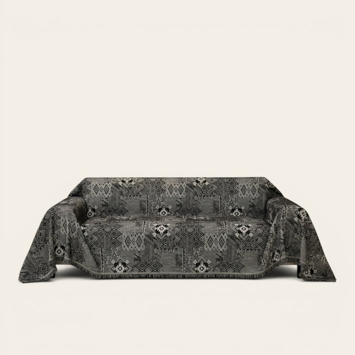 Sofa Throw – Tile Jacquard – Ink Black