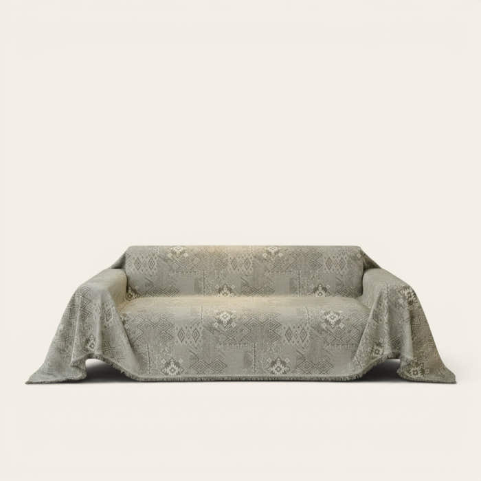 Sofa Throw – Tile Jacquard – Pearl Grey