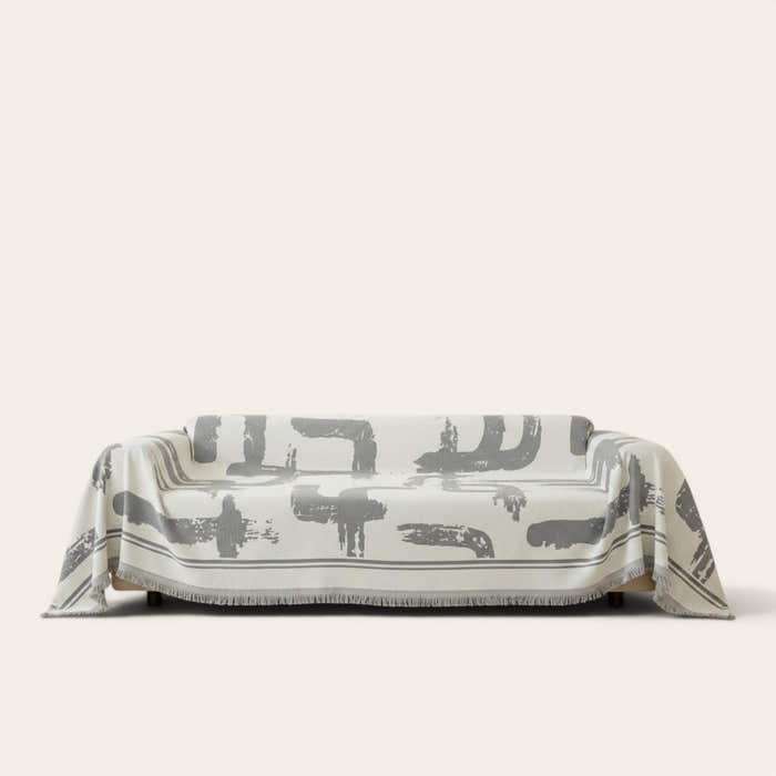 Sofa Throw – Tree Silhouette – Pearl Grey