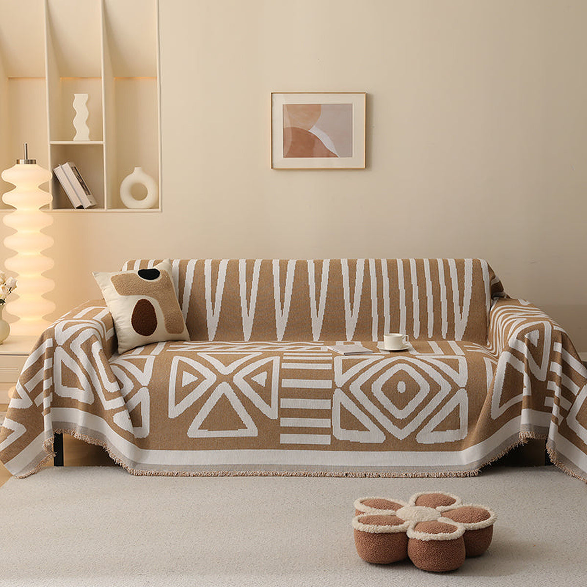 Sofa Throw – Tribal Print – Caramel