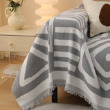 Sofa Throw – Tribal Print – Pearl Grey