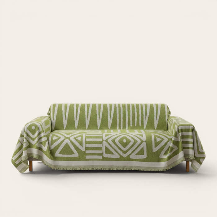 Sofa Throw – Tribal Print – Sage Mist