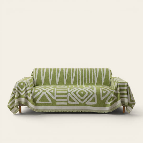 Sofa Throw – Tribal Print – Sage Mist