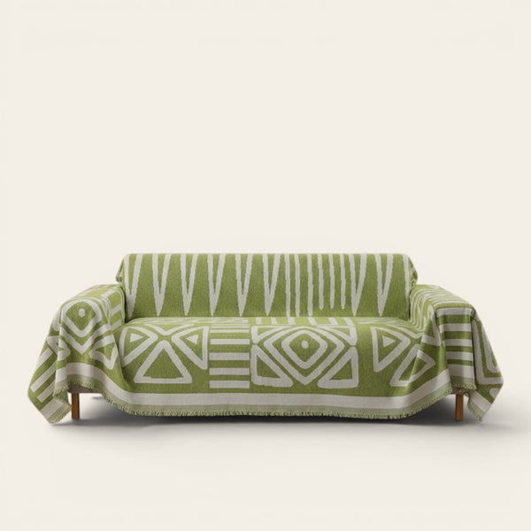 Sofa Throw – Tribal Print – Sage Mist