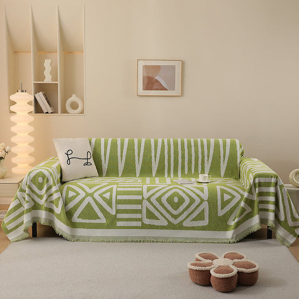 Sofa Throw – Tribal Print – Sage Mist
