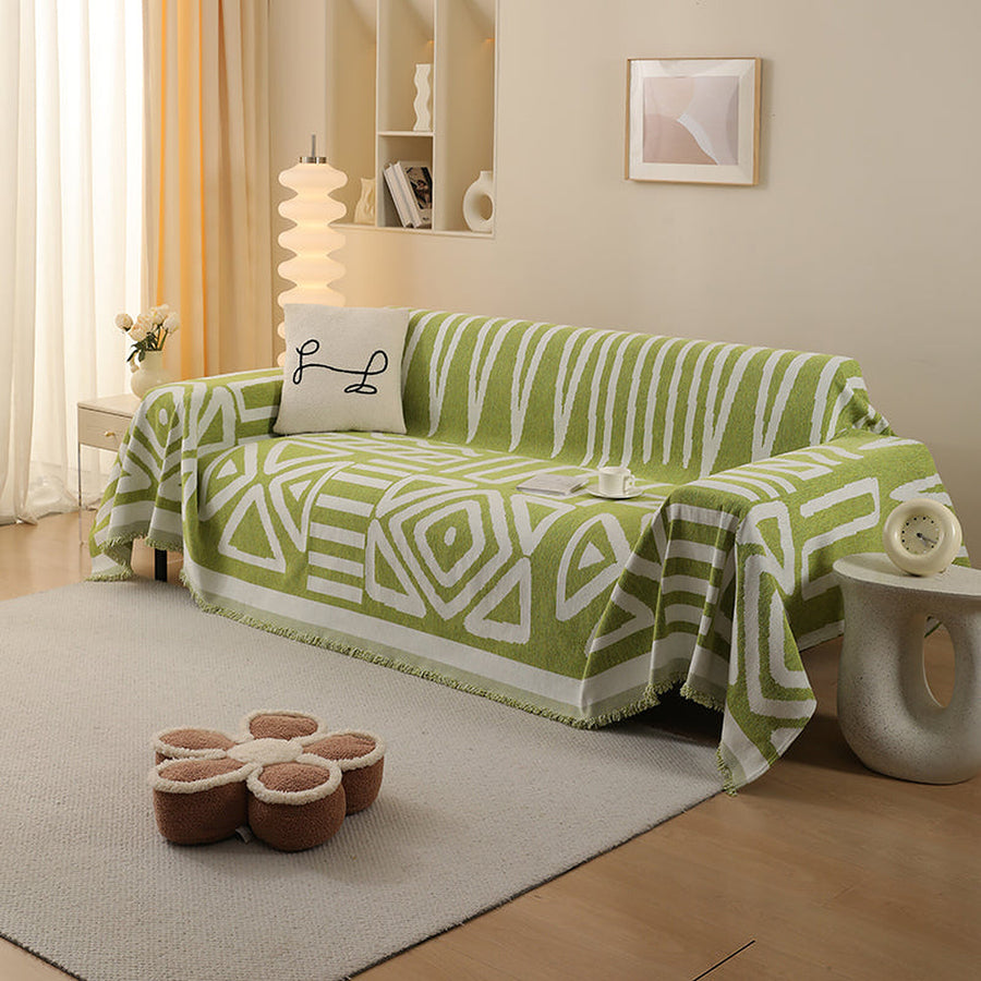 Sofa Throw – Tribal Print – Sage Mist